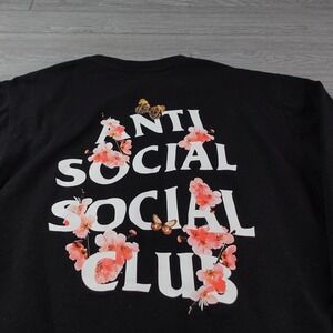 Anti Social Club Sweatshirt Men's Large Black Kkoch Butterfly Blossom ASSC Crew